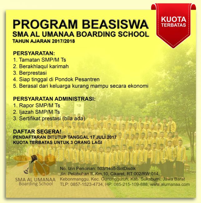 Penerimaan Peserta Didik Baru SMA Al Umanaa Jalur Prestasi