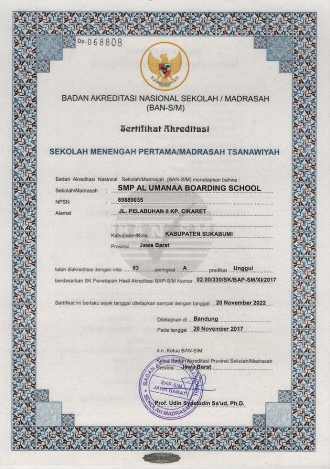 SMP Al Umanaa Boarding School Terakreditasi A