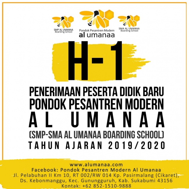 H-1 Pendaftaran Penerimaan Peserta Didik Baru Pondok Pesantren Modern Al Umanaa T.P. 2019/2020