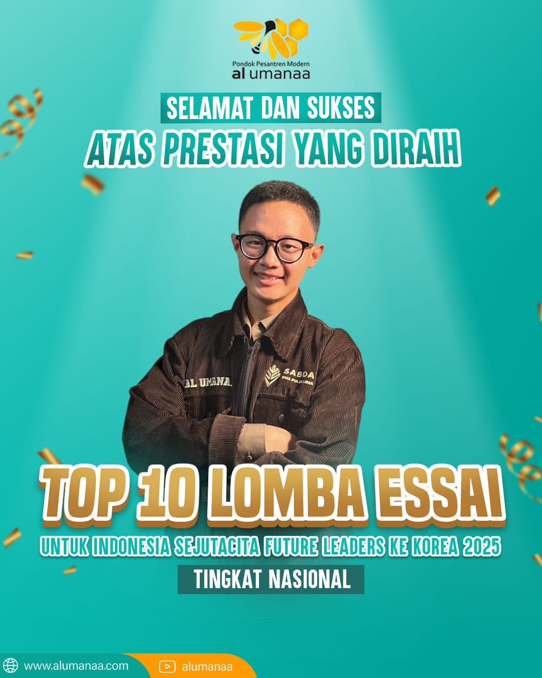 Damar Ahmad dari SABDA 25 Berhasil Masuk Top 10 Nasional dalam “Sejuta Cita Future Leaders – Essay Trip to Korea 2025”