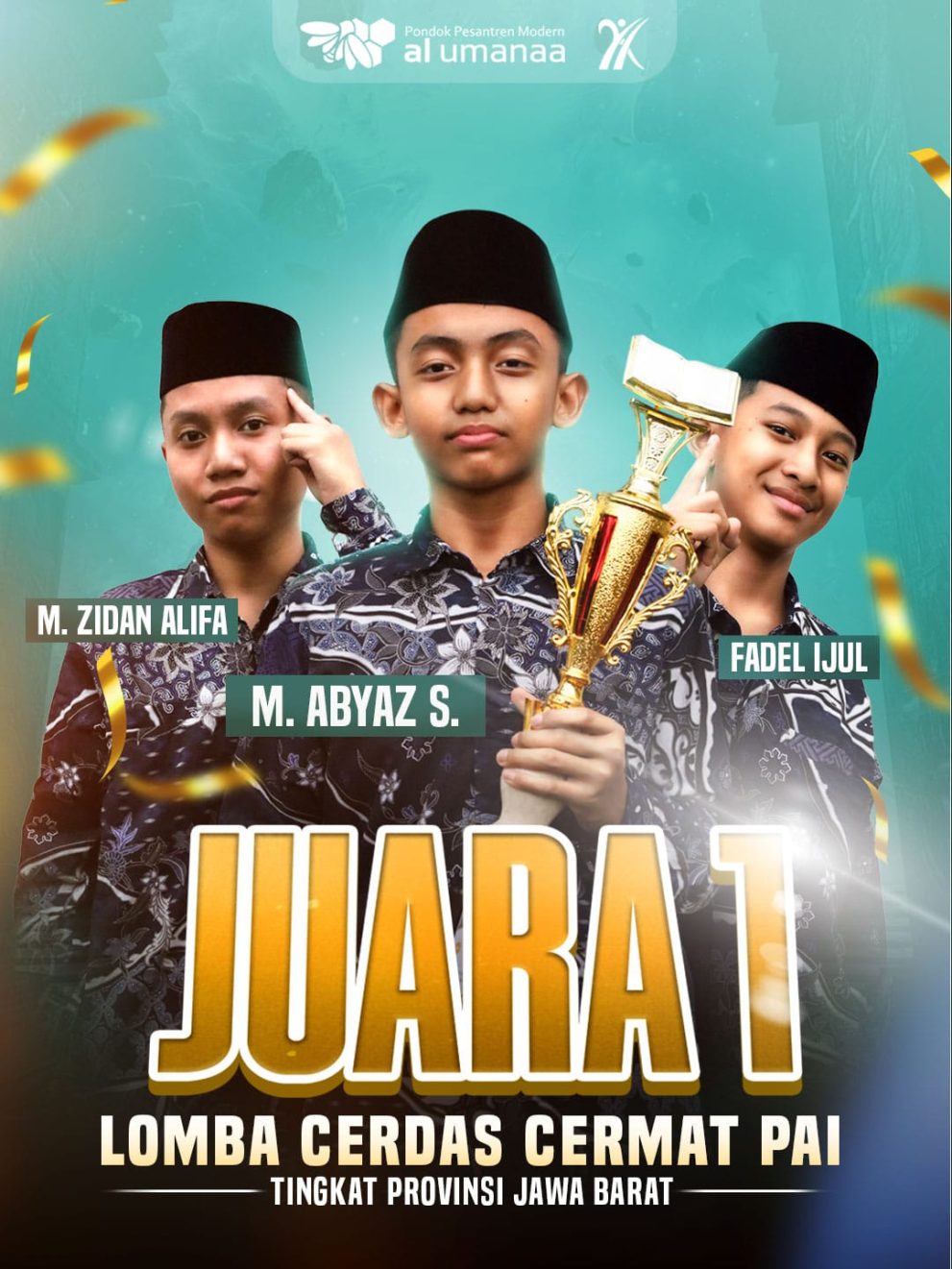 Juara 1 Lomba Cerdas Cermat PAI Tingkat Provinsi Jawa Barat!